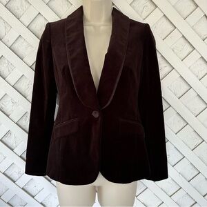 LOFT Womens Velvet blazer dark chocolate brown 0P